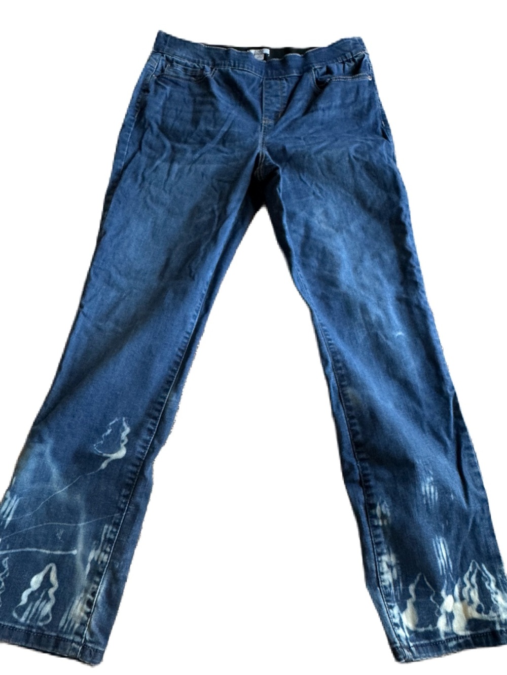 croft & barrow Women's Dark Blue Straight-Leg Jeans with Bleach Accent